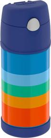 img 2 attached to Funtainer Kids Straw Bottle by THERMOS - Cool Retro Stripe Design (12 Ounce)