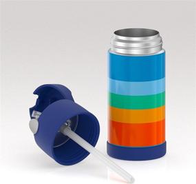 img 1 attached to Funtainer Kids Straw Bottle by THERMOS - Cool Retro Stripe Design (12 Ounce)