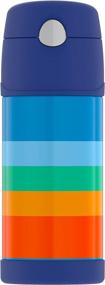 img 4 attached to Funtainer Kids Straw Bottle by THERMOS - Cool Retro Stripe Design (12 Ounce)