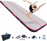 🤸 ultra-durable air gymnastics tumble track: 4/8 inches thick inflatable tumbling mat - perfect for home use training, cheerleading, yoga, and water activities. includes electric pump. available in 10ft, 13ft, 16ft, and 20ft. logo