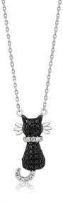 img 3 attached to 🐱 Gemstone King 925 Sterling Silver Round Zirconia Sitting Black Cat Pendant Necklace with 18 Inch 925 Sterling Silver Chain