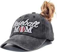 🧢 stylish women's manmesh hatt vintage washed distressed twill baseball cap with messy bun opening - perfect for baseball moms! logo