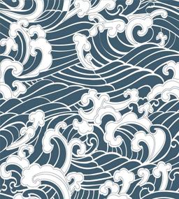 img 1 attached to 🌊 Japanese Wave King Size Duvet Cover Set - Aquatic Doodle River Storm Retro Abstract - 3 Piece Bedding Set with 2 Pillow Shams - Slate Blue - Ambesonne