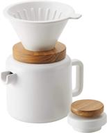 ☕ bonjour stoneware coffee maker, set of 4 cups - matte white logo