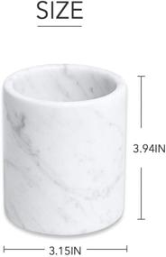 img 3 attached to 🖊️ White JIMEI Natural Marble Pencil Pen Holder Stand for Desk, Makeup Brush Cup for Girls, Bathroom Tumbler Cup, Durable Office & Home Organizer Pencil Holder