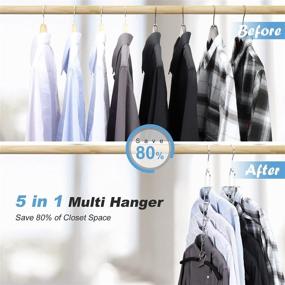 img 2 attached to 👕 5-in-1 Space-Saving Hangers (2 Pack) | Multilayer Metal Clothes Hanger Space Saver Coat Hangers | Anti-Slip Foam Padded Shirt Suit Hanger | Closet Storage Organizer Accessory by Mastom