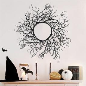 img 4 attached to 🎃 15-Inch Halloween Wreath for Front Door Decorations - Artificial Black Glittered Twigs, Scary Wreath for Indoor/Outdoor Home Party, Porch, Door, Wall Decor