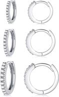 stylish silver hoop earrings set: small sterling silver huggie earrings with cubic zirconia, perfect for women, girls, men, and teens (8mm/10mm/12mm) logo