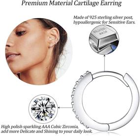 img 2 attached to Stylish Silver Hoop Earrings Set: Small Sterling Silver Huggie Earrings with Cubic Zirconia, Perfect for Women, Girls, Men, and Teens (8mm/10mm/12mm)