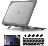 💻 dongke macbook pro 13 inch case 2020: heavy duty shockproof shell with fold kickstand - gray logo