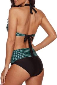 img 1 attached to 👙 Zando Green Halter Bikini Swimsuits for Women: Push Up Two Piece Bathing Suits in Size L (US 8-10)