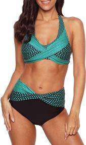 img 4 attached to 👙 Zando Green Halter Bikini Swimsuits for Women: Push Up Two Piece Bathing Suits in Size L (US 8-10)