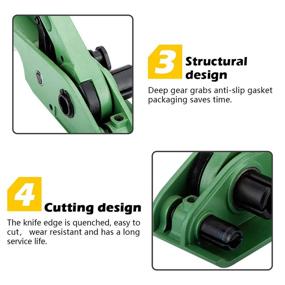 img 1 attached to 🌿 Heavy Duty Poly Strapping Tensioner & Cutter: Manual Banding Tools for 1/2"-3/4" Width Polyester Polyproplyn Strap (Jungle Green)