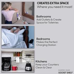 img 2 attached to Socket Shelf: 8 Port Surge Protector Wall Outlet with Shelf, 6 Outlet Extenders, 2 USB Charging Ports - ETL Listed