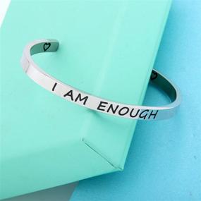 img 1 attached to 🌟 SEIRAA I Am Enough Cuff Bangle: A Meaningful Bracelet for Her, Inspirational Gift & BFF Jewelry