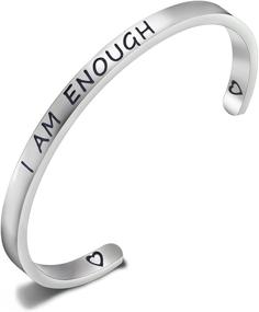 img 4 attached to 🌟 SEIRAA I Am Enough Cuff Bangle: A Meaningful Bracelet for Her, Inspirational Gift & BFF Jewelry