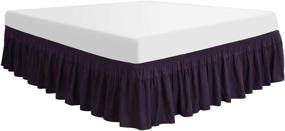 img 4 attached to 🛏️ PiccoCasa Dark Purple Queen Polyester Wrap Around Bed Skirt with Elastic Dust Ruffles, Resistant to Fading and Wrinkling, Mattress stays in place, 16 Inch Drop, Three-Sided Bedskirts