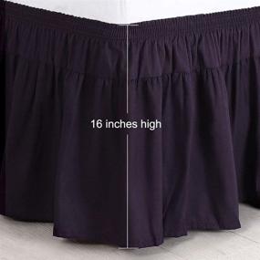 img 1 attached to 🛏️ PiccoCasa Dark Purple Queen Polyester Wrap Around Bed Skirt with Elastic Dust Ruffles, Resistant to Fading and Wrinkling, Mattress stays in place, 16 Inch Drop, Three-Sided Bedskirts