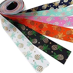 img 2 attached to 🍍 Dandan DIY Assorted 12 Yards Golden Pineapple Grosgrain Ribbon Craft DIY Packing Hair Bow Accessory (MIX6) – Vibrant DIY Ribbon for Stylish Hair Accessories & Gift Wrapping