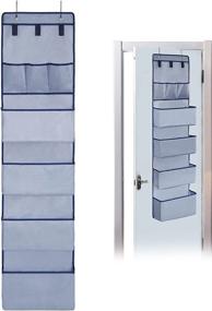 img 4 attached to 🚪 DonYeco Over The Door Hanging Wall Organizer - Premium Oxford Cloth Fabric, 7 Pockets Storage for Pantry Kitchen Bathroom Nursery Dorm - Gray