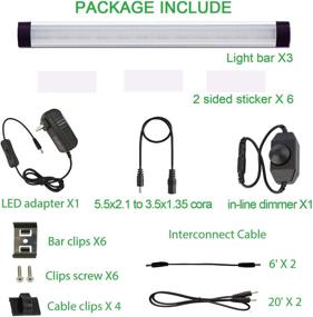 img 3 attached to 💡 AIBOO Dimmable LED Under Cabinet Lighting Kit for Kitchen & Showcase - Linkable, Rotary Dimmer Switch, 3 Panel Kits, 9W (Warm White)