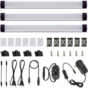 img 4 attached to 💡 AIBOO Dimmable LED Under Cabinet Lighting Kit for Kitchen & Showcase - Linkable, Rotary Dimmer Switch, 3 Panel Kits, 9W (Warm White)