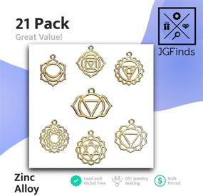 img 1 attached to 🧘 JGFinds Indian Chakra Energy Charms - Set of 21, 3 Gold Tone Pieces Each - DIY Jewelry Making Supplies