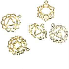 img 2 attached to 🧘 JGFinds Indian Chakra Energy Charms - Set of 21, 3 Gold Tone Pieces Each - DIY Jewelry Making Supplies