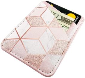 img 1 attached to 📱 uCOLOR PU Leather Phone Card Holder Wallet Pocket - Rose Gold Glitter White Marble Design - 3M Adhesive Sticker for Credit Cards and IDs - Compatible with iPhone, Samsung Galaxy, and Android Smartphones