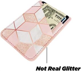 img 3 attached to 📱 uCOLOR PU Leather Phone Card Holder Wallet Pocket - Rose Gold Glitter White Marble Design - 3M Adhesive Sticker for Credit Cards and IDs - Compatible with iPhone, Samsung Galaxy, and Android Smartphones