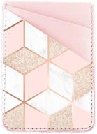 📱 ucolor pu leather phone card holder wallet pocket - rose gold glitter white marble design - 3m adhesive sticker for credit cards and ids - compatible with iphone, samsung galaxy, and android smartphones logo