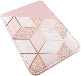 img 2 attached to 📱 uCOLOR PU Leather Phone Card Holder Wallet Pocket - Rose Gold Glitter White Marble Design - 3M Adhesive Sticker for Credit Cards and IDs - Compatible with iPhone, Samsung Galaxy, and Android Smartphones