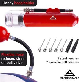 img 2 attached to 🏀 Efficient Sports Stable Dual Action Ball Pump: Includes 5 Spare Needles and Plastic Adaptor for Multi-Sport Use (Football, Basketball, Soccerball, Pilates Ball, Volleyball, Handball, and More!)