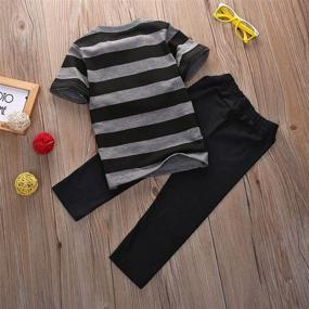 img 2 attached to Happy Town 2pcs Little Boys Short Sleeve 👕 Striped Crown Print T-Shirt and Pants Matching Set Summer Clothes