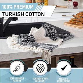 img 3 attached to 🔲 RUMI &amp; SHAMS Turkish Hand Towels for Bathroom - 100% Cotton Farmhouse Hand Towels - Set of 2 Decorative Bathroom Towels - Extra Large 16 x 35 Inches - Premium Softness - Versatile Kitchen Hand Towels (Black)