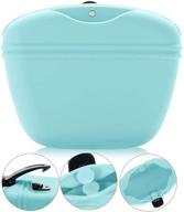 🐶 shunai silicone dog treat pouch - portable food snack bag for pets, training pocket with clip and magnetic closure (2-pack, black/blue/pink/green) логотип