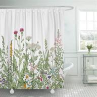 tompop vintage floral border shower curtain with colorful botanical engraving style - herbs, wild flowers, and waterproof polyester fabric - 72 x 72 inches set with hooks logo