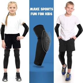 img 2 attached to 🍯 Honeycomb Compression Knee and Elbow Pads for Kids/Youth Aged 5-15 - Protective Gear for Basketball, Baseball, Football, Volleyball, Wrestling, Cycling.