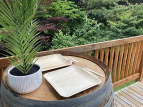 img 1 attached to 🌱 25-Pack Sturdy Biodegradable Bamboo Square Plates and Cutlery Set - Eco Friendly, 100% Natural Palm Leaf, Organic, Elegant Design - Ideal for Backyard Parties