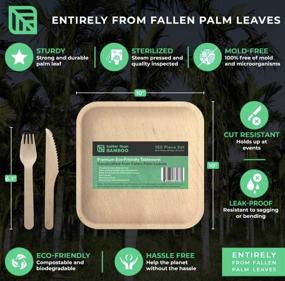 img 3 attached to 🌱 25-Pack Sturdy Biodegradable Bamboo Square Plates and Cutlery Set - Eco Friendly, 100% Natural Palm Leaf, Organic, Elegant Design - Ideal for Backyard Parties