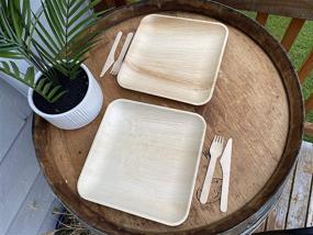 img 2 attached to 🌱 25-Pack Sturdy Biodegradable Bamboo Square Plates and Cutlery Set - Eco Friendly, 100% Natural Palm Leaf, Organic, Elegant Design - Ideal for Backyard Parties