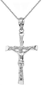 img 4 attached to 🙏 Sacred CaliRoseJewelry: Sterling Silver Jesus on The Cross Crucifix Textured Pendant Necklace