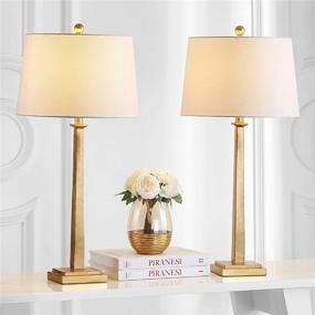 img 4 attached to 🌟 Safavieh Lighting Collection Andino Gold 32-inch Table Lamp (Set of 2) - LED Bulbs Included for Bedroom, Living Room, Home Office, Desk, and Nightstand