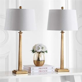 img 3 attached to 🌟 Safavieh Lighting Collection Andino Gold 32-inch Table Lamp (Set of 2) - LED Bulbs Included for Bedroom, Living Room, Home Office, Desk, and Nightstand