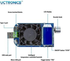 img 3 attached to UCTRONICS Electronic USB Load Tester: Adjustable Discharge Resistor Module with 35W Power, Testing and Triggering Rapid Charging Protocols QC2.0 QC3.0 AFC 9V FCP, Intelligent Temperature Control & Cooling Fan