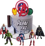 🎂 avengers cake topper set - 6 pieces, ideal for avengers themed party, kids birthday decorations, cake supplies логотип