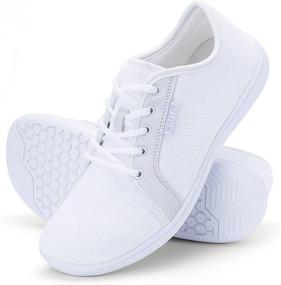 img 4 attached to 👟 WHITIN Women's Wide Fit Lace Up Barefoot Minimalist Knit Sneakers