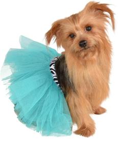 img 3 attached to Turquoise Zebra Pet Tutu in Medium/Large by Rubie's: The Perfect Glam Accessory for Your Furry Friend