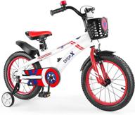 dripex kids bike with training wheels: 12-20 inch bmx freestyle bicycle with kickstand, basket in white, red, purple, yellow logo