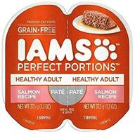 🐟 iams идеальная порция премиум корм для взрослых кошек с рецептом лосося - без злакового паштета - 1,3 унции двойной пакет (4 двойных пакета, 8 порций в общей сложности) логотип